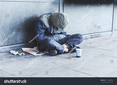 Homeless Man Sitting On Street Shadow Stock Photo 1155406366 | Shutterstock