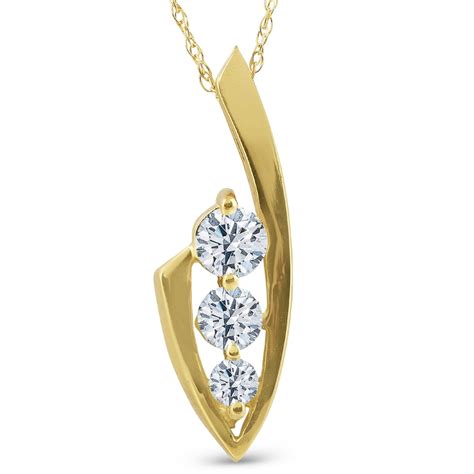 Pompeii3 - 1/2ct Three Stone Diamond Yellow Gold Pendant Necklace - Walmart.com - Walmart.com