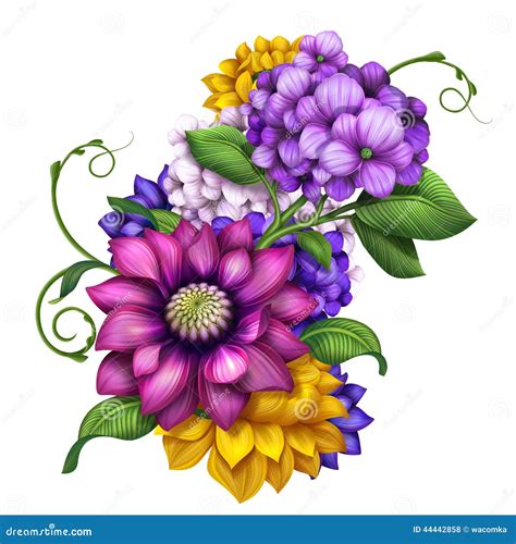 Assorted Colorful Autumn Flowers Clip Art Illustration Stock ...