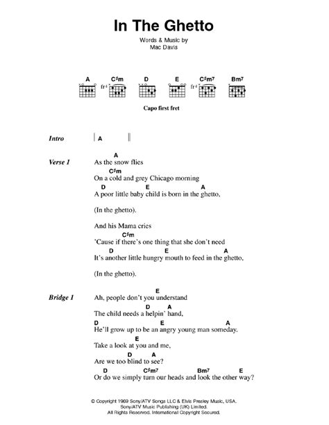 In The Ghetto by Elvis Presley - Guitar Chords/Lyrics - Guitar Instructor