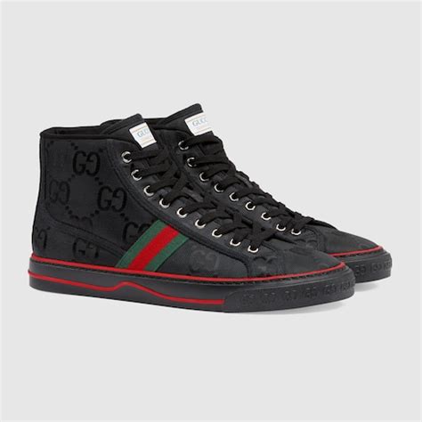 Men's Gucci Off The Grid High Top Sneaker In Black GG ECONYL® | GUCCI® US