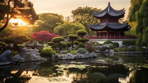 Premium Photo | A traditional Chinese garden adorned with classical ...