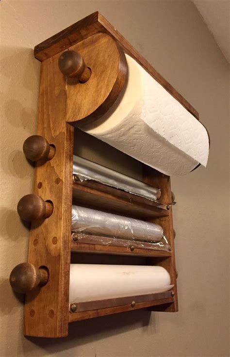 Kitchen Roll Holder, 4 Roll Dispenser, Wall Mount. Paper Towel, Seran ...