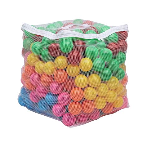 Amazon Basics BPA Free Crush-Proof Plastic Ball Pit Balls with Storage Bag, Toddlers Kids 12 ...