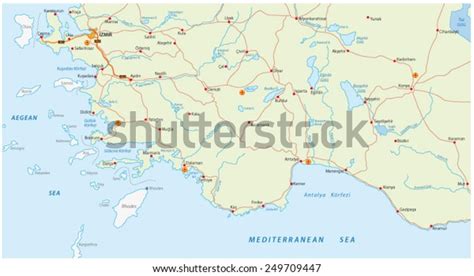 Turkish Riviera Map Stock Vector (Royalty Free) 249709447