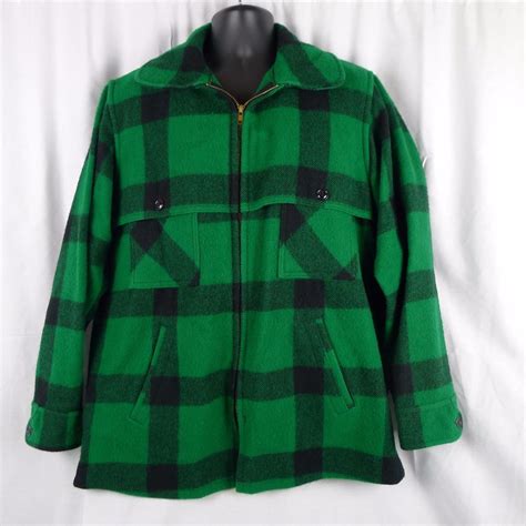 Men's Johnson Woolen Mills Jacket Coat Green Buffalo Check Size 44 Hunting Field | eBay | Green ...