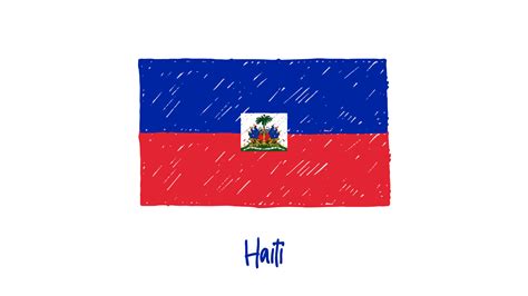 croquis de couleur au crayon du drapeau national d'haïti avec fond transparent 18982448 PNG