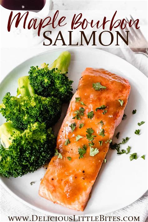 2 images of maple bourbon salmon with text overlay between them in 2021 | Bourbon salmon, Maple ...