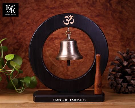 Bell on wooden stand with wooden striker, Tibetan Pure Handmade Bell ...