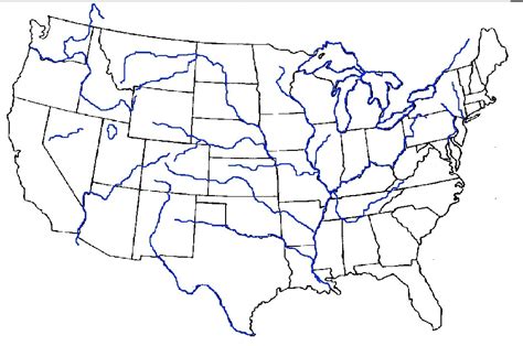 United States Map With Bodies Of Water