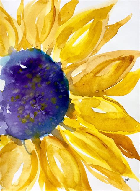 Original Sunny Sunflower Watercolor Painting, Sunflower Painting ...