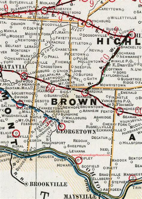 Brown County, Ohio 1901 Map Georgetown, OH