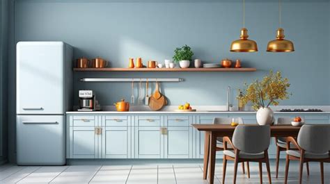 Premium AI Image | modern Kitchen interior design In pastel blue tones