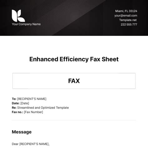Enhanced Efficiency Fax Sheet Template - Edit Online & Download Example | Template.net