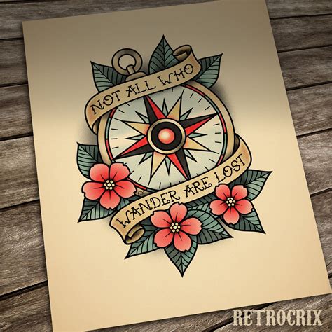 Compass rose tattoo print old school tattoo print nautical etsy – Artofit