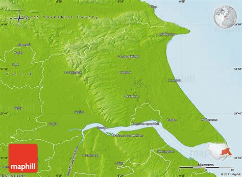 Physical Map of East Riding of Yorkshire