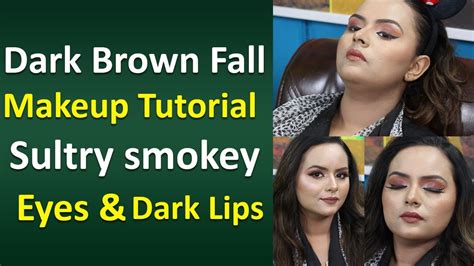 Dark Brown Fall Makeup With Sultry Smokey Eyes & Dark Lips | Makeup ...