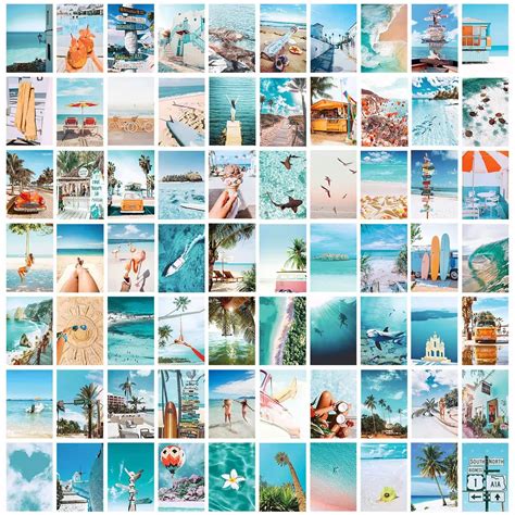 Buy LIIGEMI 70PCS Blue Wall Collage Kit Aesthetic Pictures,Summer Beach ...