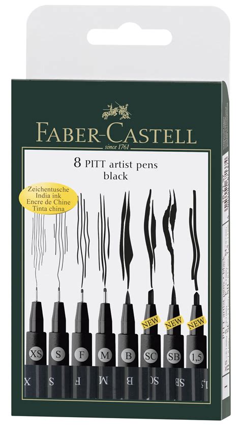 Buy Faber Castell Artist Pack of 8 Assorted Sizes, 8-Pitt Pens in Black ...