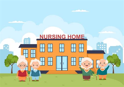 Elderly Care Services Hand Drawn Cartoon Flat Illustration with Caregiver, Nursing Home ...