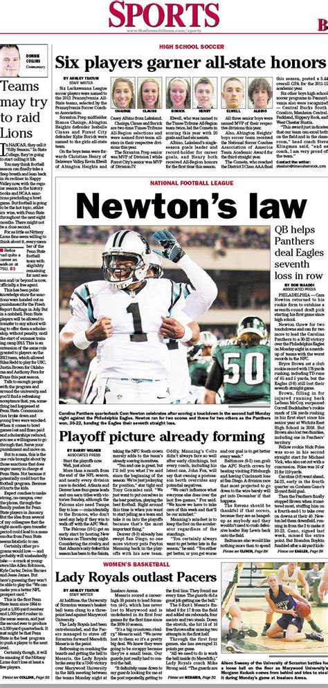 Times-Tribune sports on Twitter: "Here is a look at the sports front ...