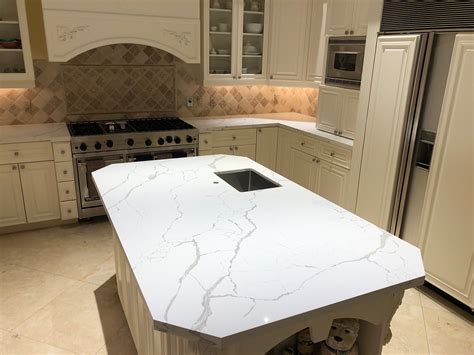 How do Calacatta Laza Quartz countertops look installed? Boca Raton, FL