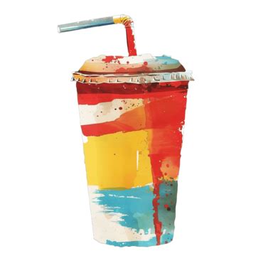 Soda With Straw Painted Leading Flat Solid Color Design, Water, Drink, Glass PNG Transparent ...