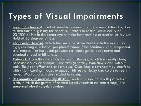 Visual Impairment Types