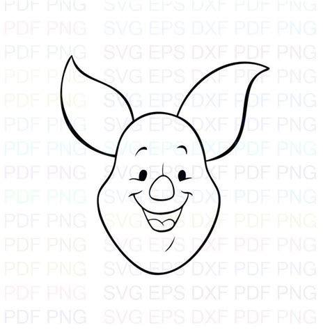 Piglet_head_winnie_the_pooh Outline Svg Dxf Eps Pdf Png - Etsy