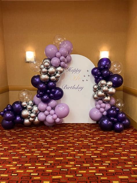 70th Birthday, Happy Birthday, Purple Balloons, Balloon Backdrop, Cute Sets, Birthday Balloons ...