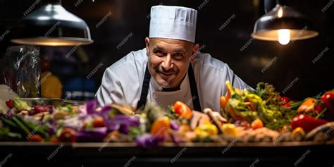 Premium AI Image | Professional Chef Preparing Food in Restaurant Kitchen