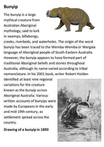 Bunyip Handout | Teaching Resources