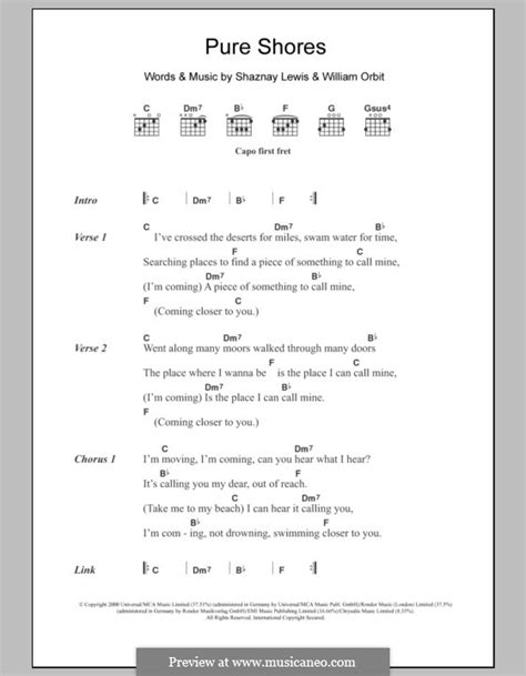 Pure Shores (All Saints) by S. Lewis, W. Orbit - sheet music on MusicaNeo