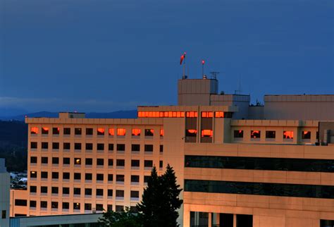 Sunset reflects from the windows at Sacred Heart Medical Center ...