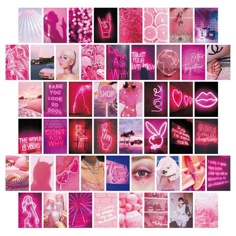 Buy 50pcs Wall Collage Kit Pink Aesthetic Pictures for Bedroom Decor - Aesthetic Room Decor for ...