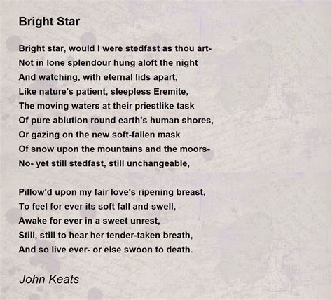 Bright Star Poem by John Keats - Poem Hunter