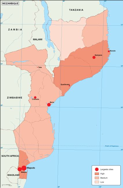 Mozambique population map. EPS Illustrator Map | Vector World Maps