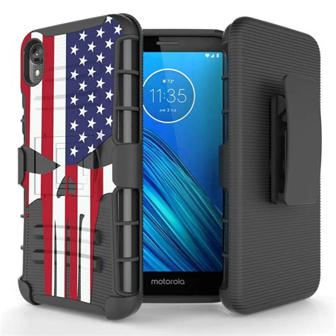 for Moto E6 Case, Moto XT2005 Case Shockproof Rugged Kickstand Swivel ...