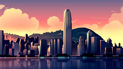 cityscape, digital art, city, artwork, Hong Kong HD Wallpaper