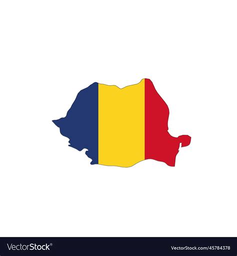 Romania national flag in a shape of country map Vector Image