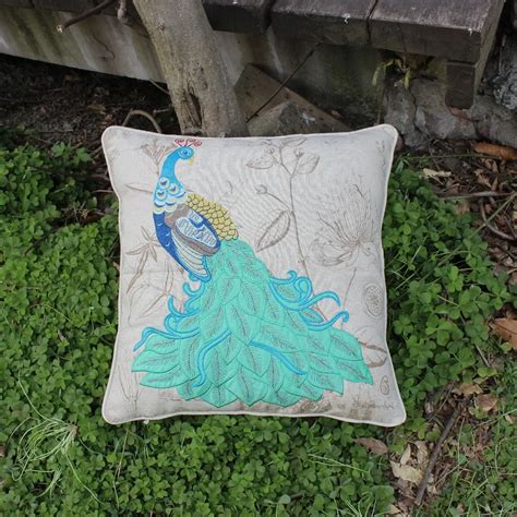 VEZO HOME embroidered peacock cotton linen modern sofa cushions cover home decorative throw ...