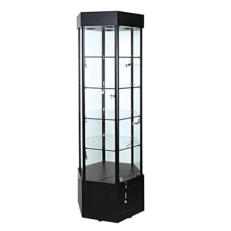 Display Tower-Hexagon Lighted Display Case – Store Fixture Showcase