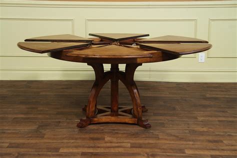 Solid Walnut Round Arts and Crafts Expandable Dining Room Table