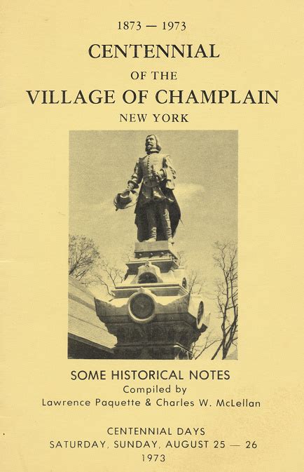 Centennial of the Village of Champlain, New York 1873-1973