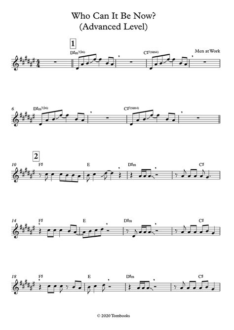 Who Can It Be Now? (Advanced Level, Soprano Sax) (Men at Work) - Saxophone Sheet Music