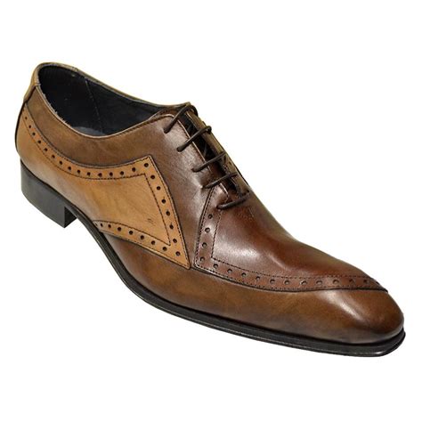 Duca Di Matiste 1100 Brown / Tan Genuine Italian Calfskin Leather Shoes With Toe Perforation ...