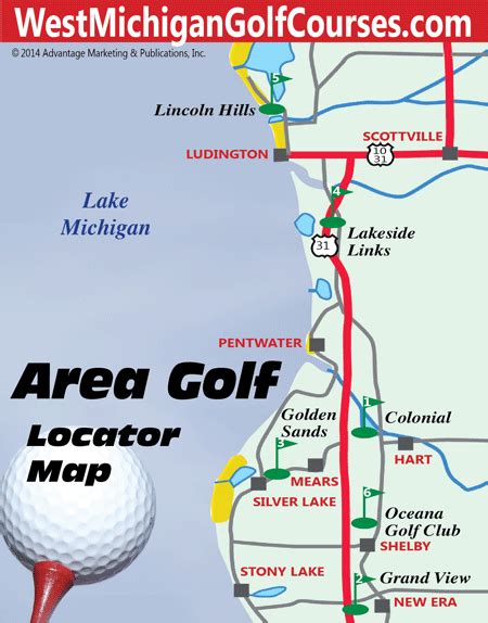 Lake Michigan Circle Tour - Golf Courses Map for West Michigan