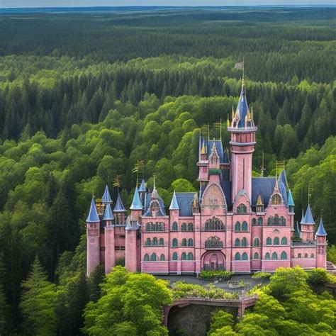 Premium AI Image | A pink castle in the forest