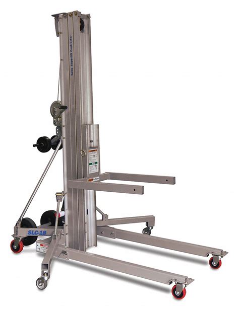 GENIE, 18 ft 6 in, 650 lb Load Capacity, Heavy-Duty Manual Material Lift for Contractors - 3RAT9 ...