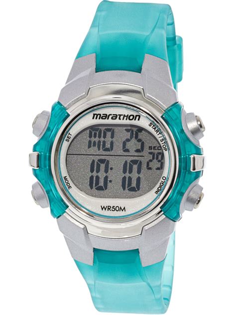 Timex - Women's Marathon T5K817 Green Resin Quartz Sport Watch ...